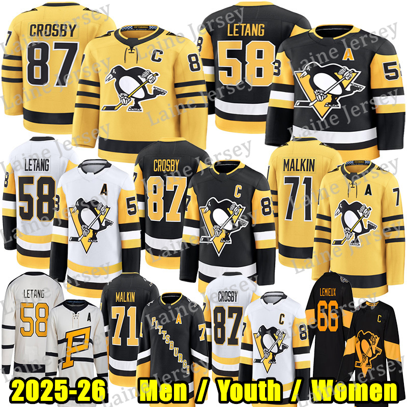 #87 Sidney Crosby pittsburgh hockey jersey penguin jersey #58 Kris Letang Evgeni Malkin Benjamin Kindel Stuart Skinner Erik Karlsson Bryan Rust Rickard Rakell jersey