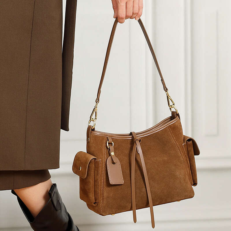 Luxury shoulder bag handbag Hobo retro Melad women's single handle new leather suede cowhide single armpit high-end crossbody bag