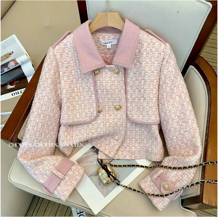 Neploe Simple Korea Y2K Small Fragrance Suit Coat Paneled High Waist Wide Leg Pants Casual Preppy England Trousers