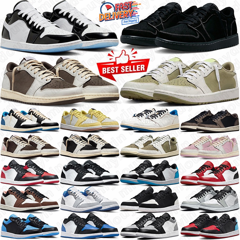 free shipping travis 1 1s basketball shoes men women designer sneakers low top outdoor trainers athletic sports shoe black white Olive Brown low 1s travi travisscot 1