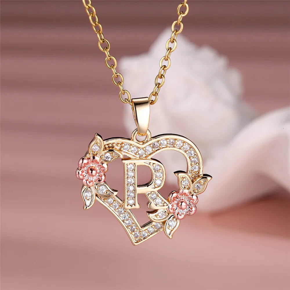 Cute Female A-Z Letter Pendant Necklace Vintage Yellow Gold Color Wedding Jewelry Gift For Women251218