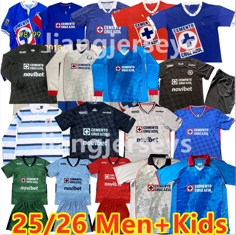 Cruz Azul 25 26 Cruz Azul Soccer Jerseys 08 1996 Retro RODRIGUEZ ESCOBAR SEPULVEDA Camoranesi Rivero Home Away 3rd uniform men's and women's children's set football