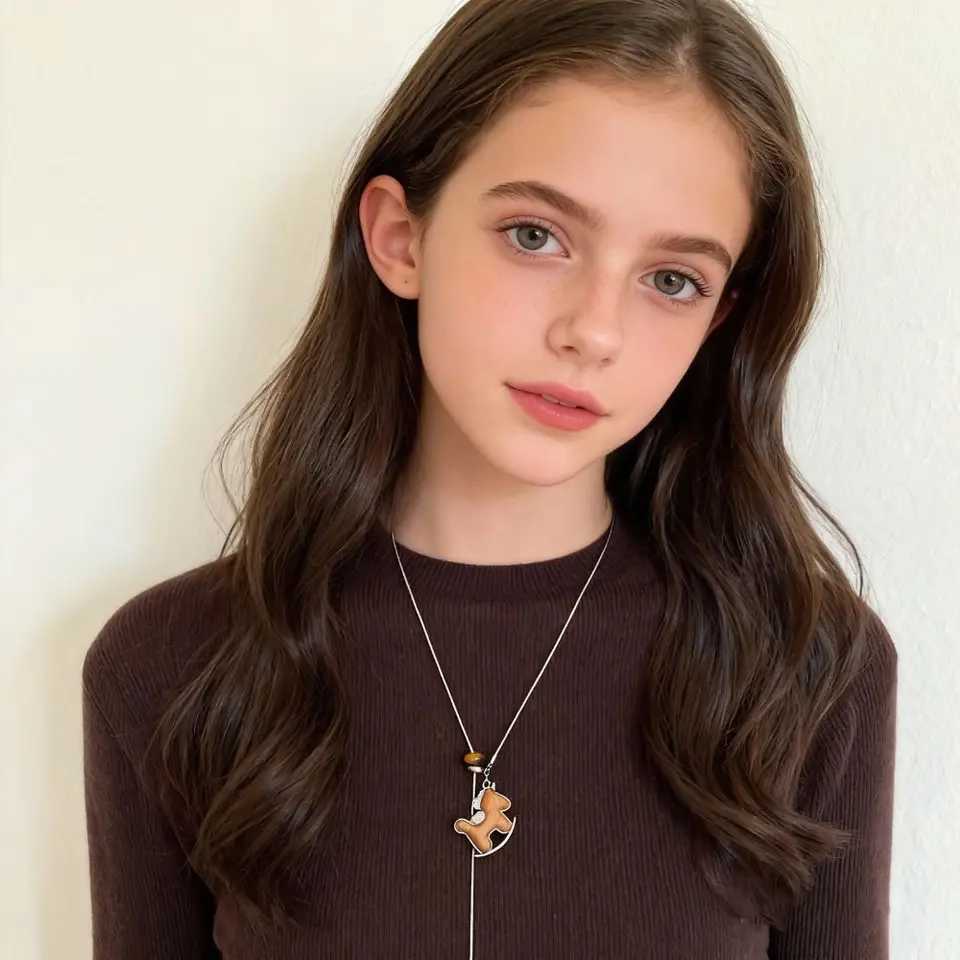 luxury Vintage Horse Sweater Chain Long Boho Clothing Pendant Handmade Wooden Pendant Necklace Gifts M251227