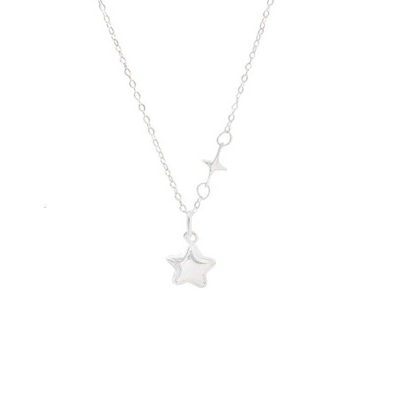 Cute Sweet 925 Sterling Silver Three-dimensional Five-pointed Star Pendant Necklace for Woman Collarbone Chain Jewelry Accessory M251227