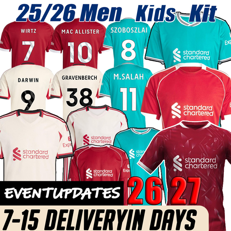 2026 Liverpool jersey 26 27 Wirtz SALAH jersey Ekitike MAC ISAK ALLISTER Kerkez GAKPO DARWIN SZOBOSZLAI Jeremie Frimpong Long sleeves 26 27 lfc jerseys man Kids Kit