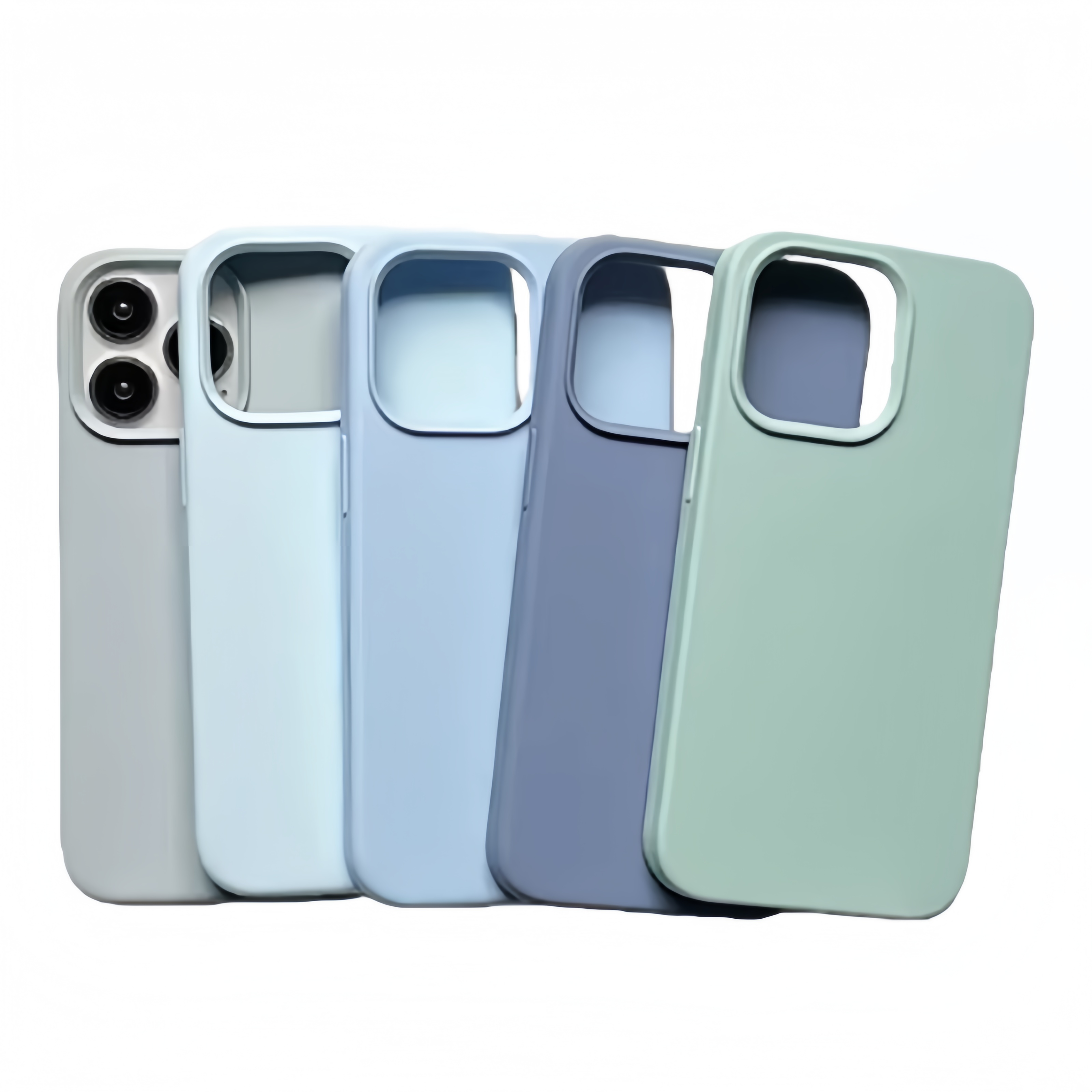 i17 Phone Case Shockproof Liquid Silicone Cover for i14 13 12 11 XR Slim Soft Blue Green Mint Protective Phone Case