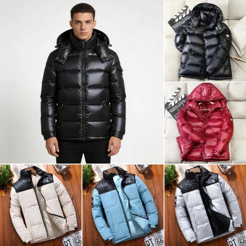 Men's Down Warm Black Waterproof Jackets Man Coats Plus Size Men Parkas Puffer Mens Bubble Padded Solid Detachable Hat