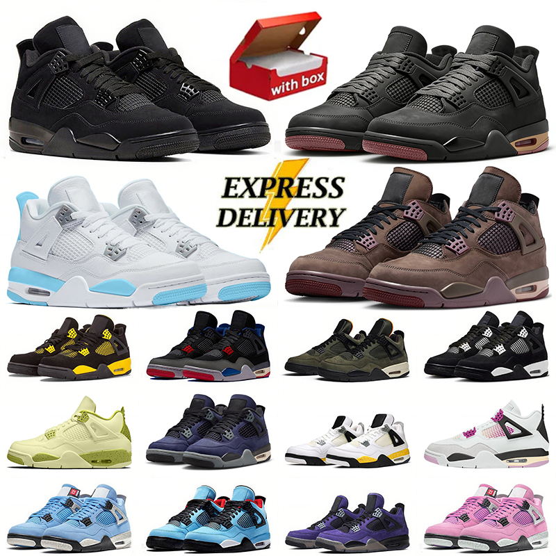 With Box 4 OG Sneakers Basketball Shoes J4 Black Cat 4s Dark Mocha Blue Chill Pink Thunder Tour Yellow Comic jump mans for men women outdoor sports sneakers trainers