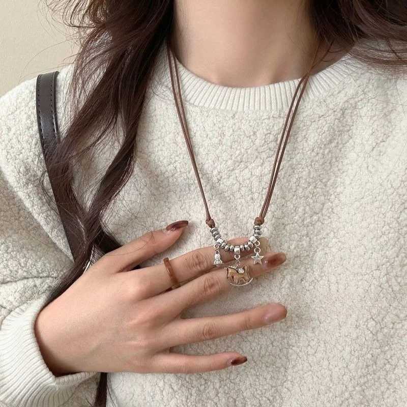 luxury Horse Anime Necklaces Fashionable Retro Personalized Trojan Collarbone Chain Trojan Horse Jewelry Woman Accesories Friends Gift M251227