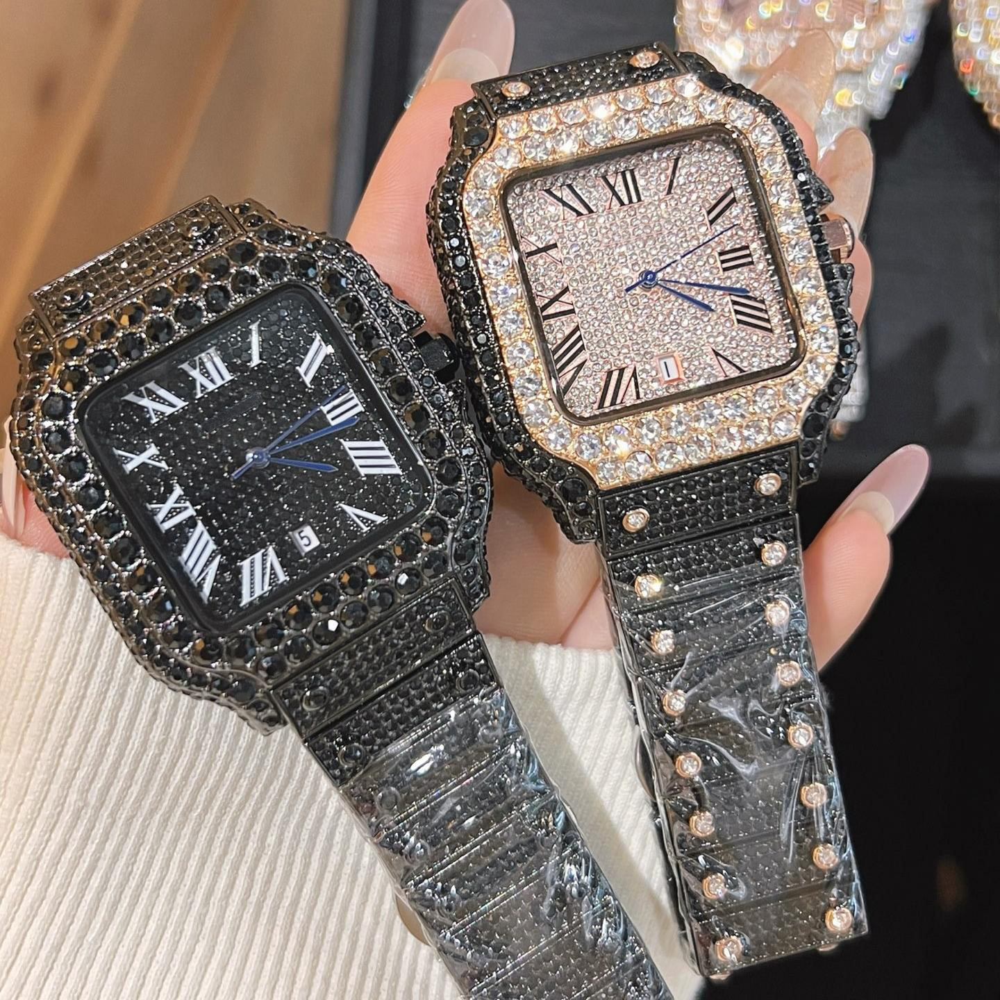 VVS Top Quality Automatic Moissan Mechanical Iced Out Women Designer Men Moissa Pass Dia Watches Free delivery moissaitewatch pass dia test with box Fastsshipping