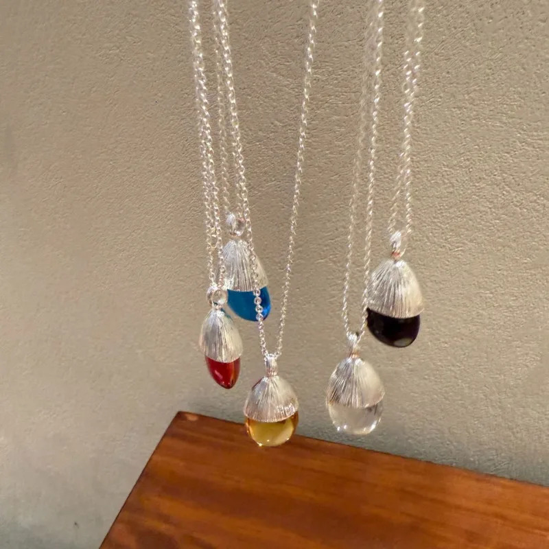 Bloggers Same Clear Crystal Glass Pinecone Personalized Ins Minimalist Niche Necklace Jewelry Accessories 251224