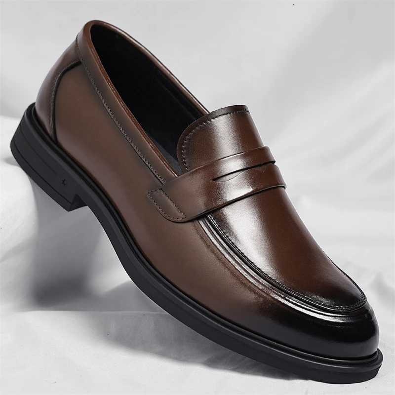 Mens Formal Leather Loafers Italian Style Slip-on Stylish Elegant Business Shoes Comfortable Lightweight Office Dress Shoes Z251227