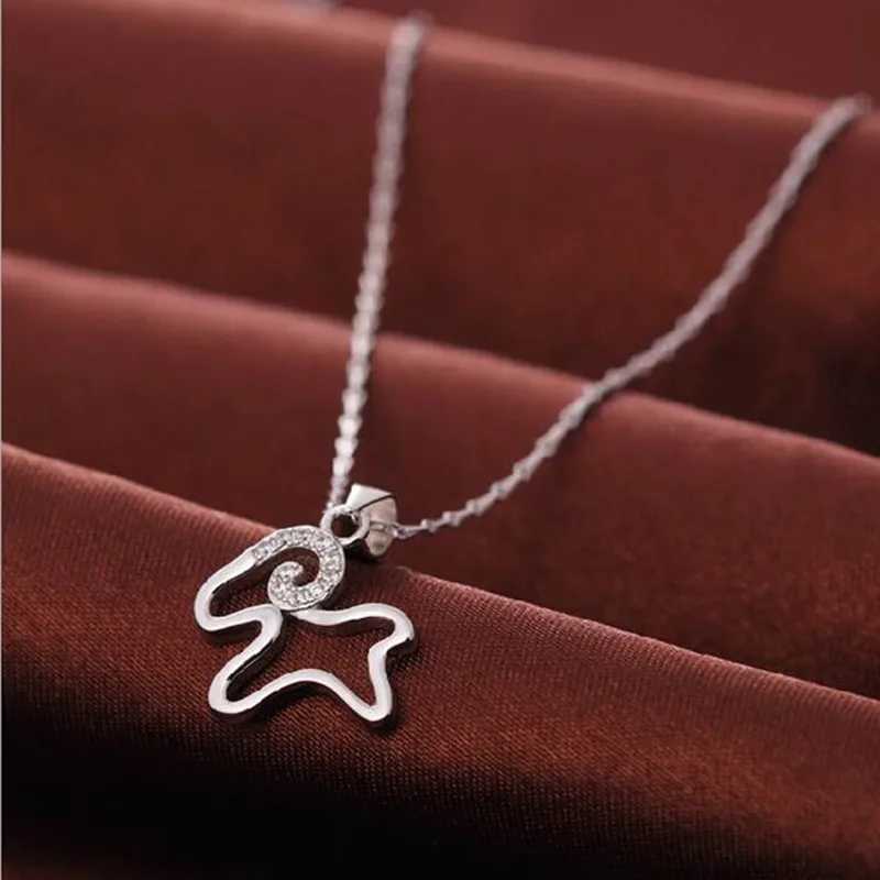 925 Sterling Silver Jewelry South Korea Simple Animal Crystal Lambs Luck Sheep Exquisite Clavicle Chain Pendant Necklaces M251227