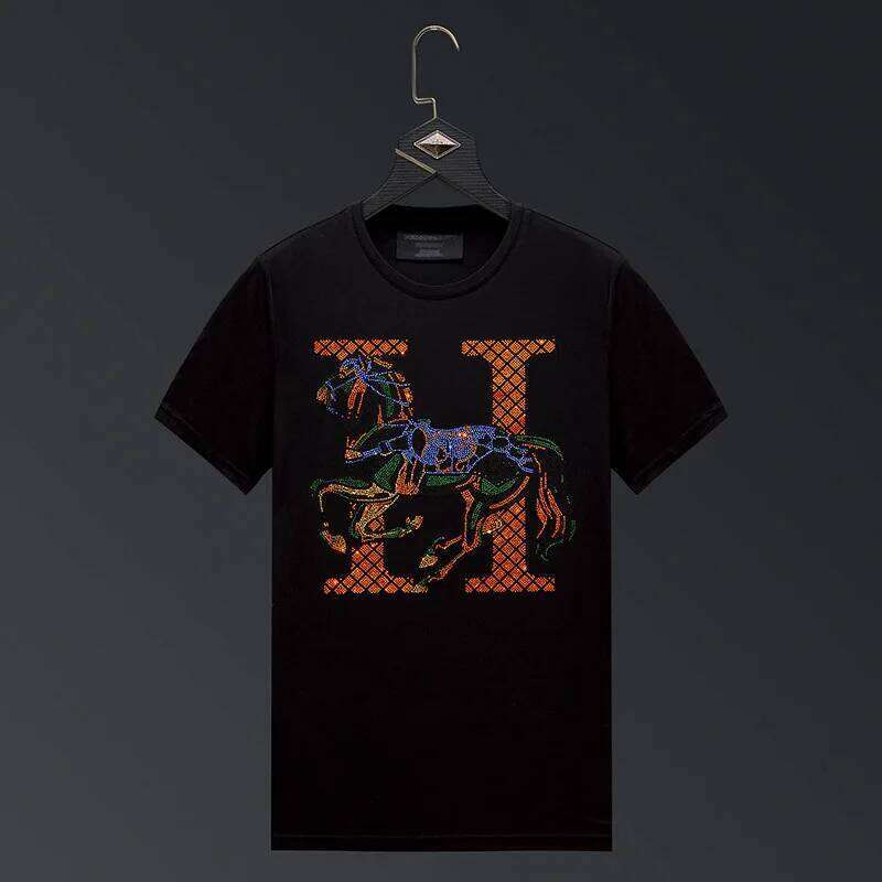 2024 Horse Rhinestones T Shirt Women Clothing Fashion Streetwear Slim O Neck Short Sleeve Tops Tee Casual Woman Tshirt Plus Size