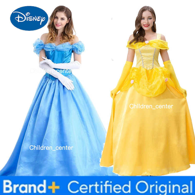 Disney Halloween Deluxe Princess Costume Adult Women Fairytale Role Play Belle Dress Off Shoulder Ball Gowns H2512271