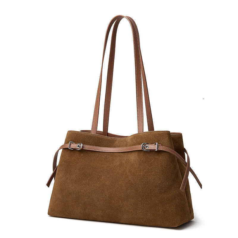 Luxury shoulder bag handbag new item cowhide high-end matte texture multifunctional large capacity suede retro single crossbody bag