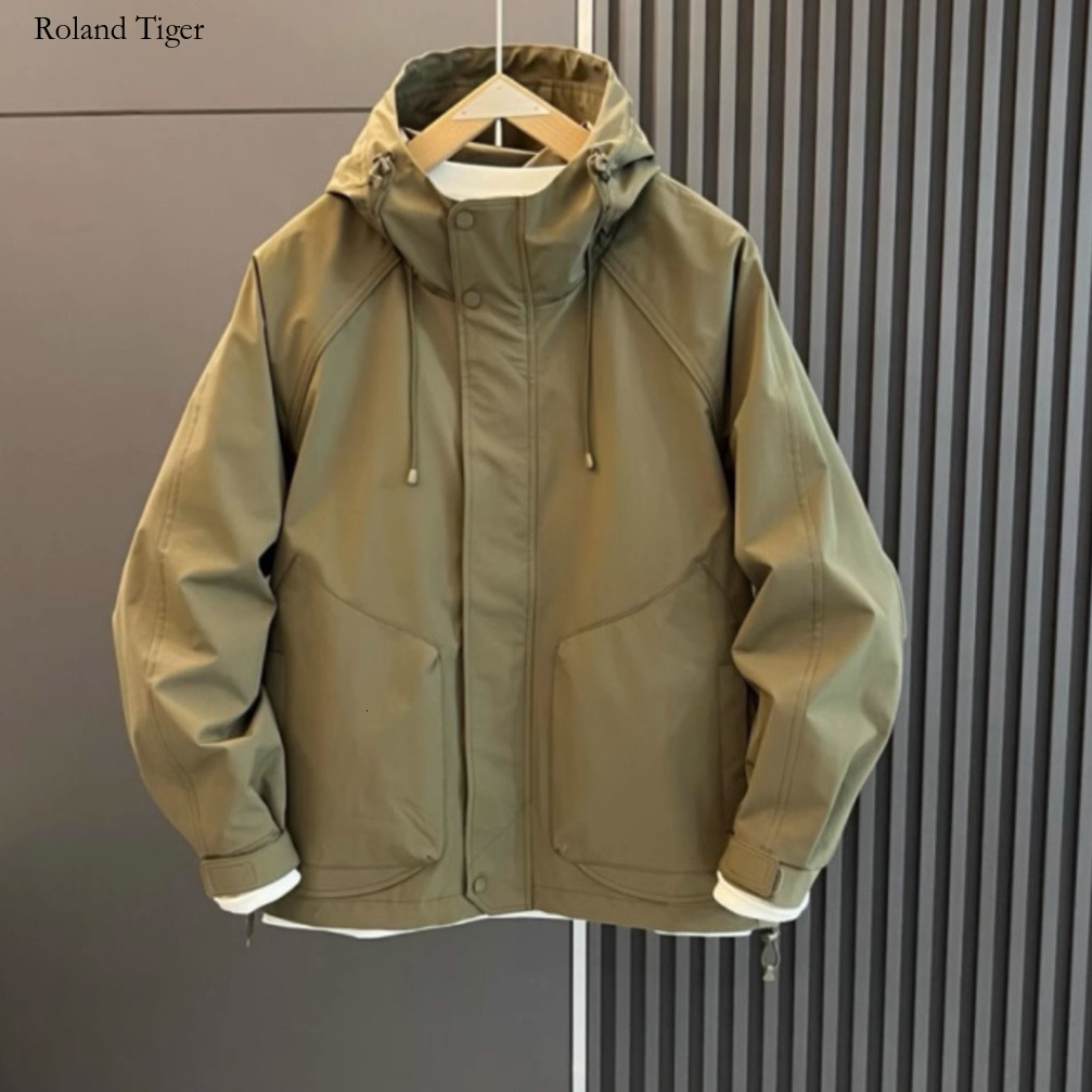 Roland Tiger Autumn Winter Hooded Jacket Men's Trendy Casual Versatile Workwear Jacket Fashion Sports Export Outdoor Windbreaker