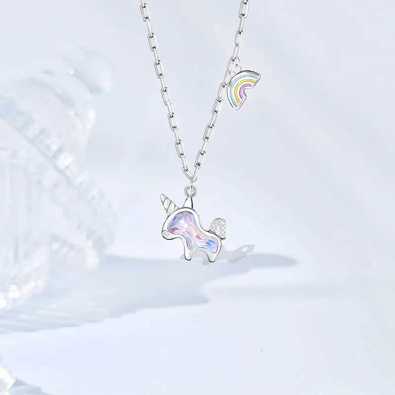 luxury 925 Sterling Silver Unicorn Charm Necklaces Pendants Choker Statement Necklace For Women Girls Birthday Party Gift Jewelry M251227