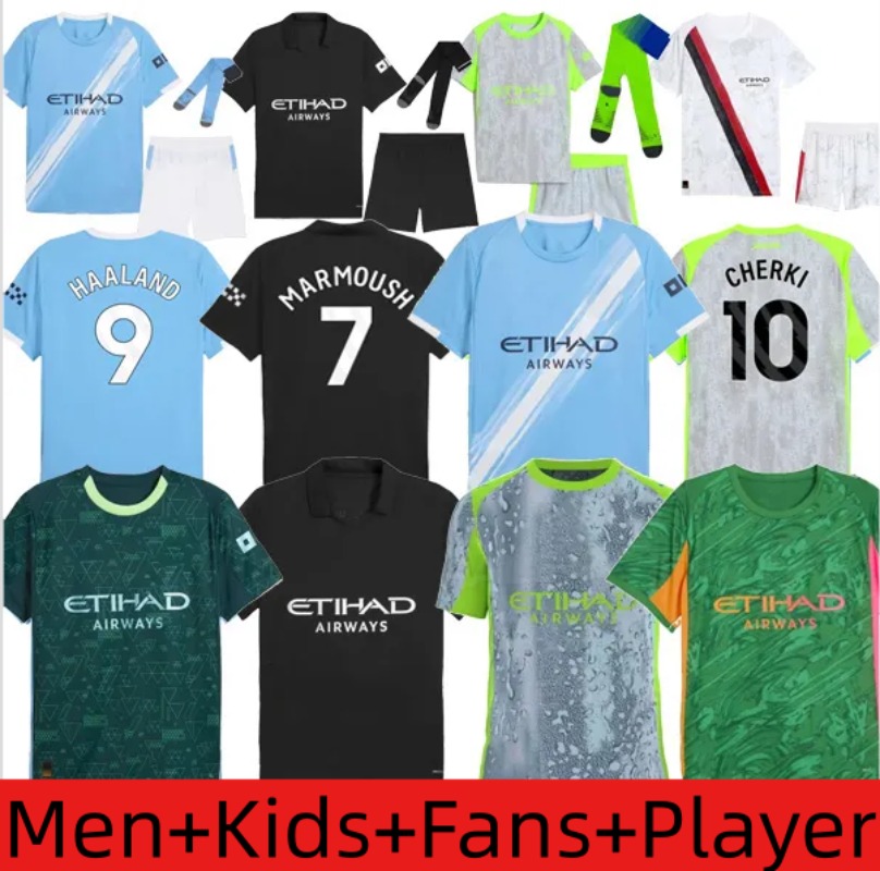 MARMOUSH HAALAND CHERKI 25 26 SOCCER JERSEYS REIJNDERS FODEN SAVINHO MAN RODRIGO GVARDIOL CITY KidSuper jersey football kit shirts men kids