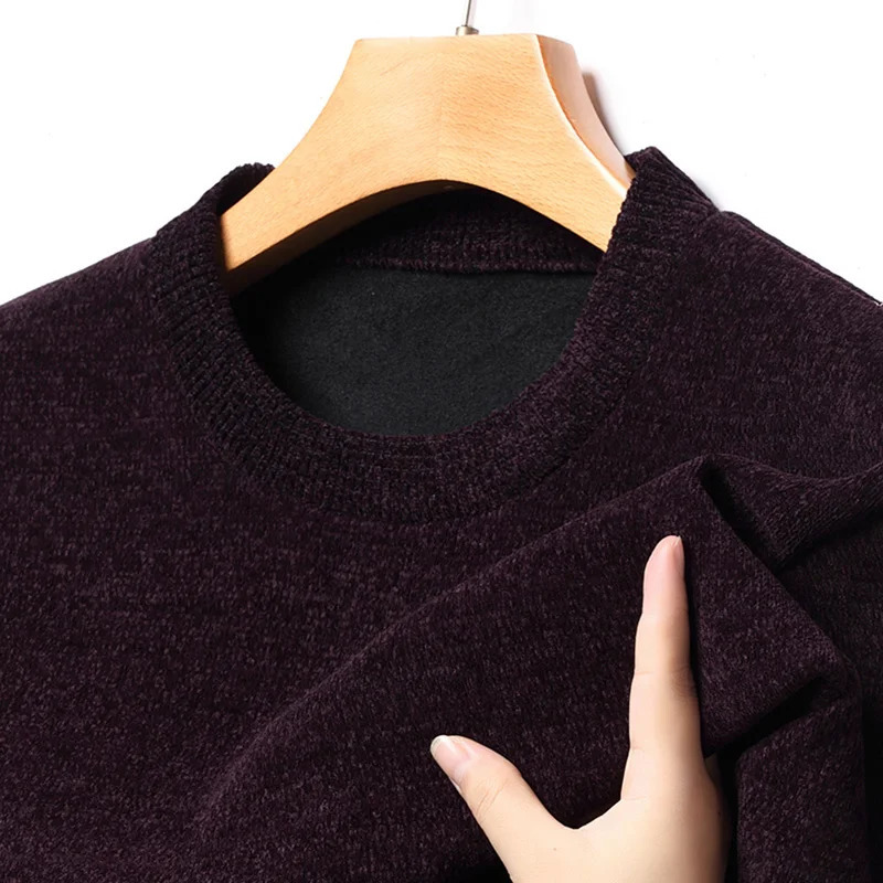 Mens Trend Round Collar Blue Camel Winter Sweaters Plush Thicken Pullovers Comfortable ThermalLong Sleeve Clothes Male 251223