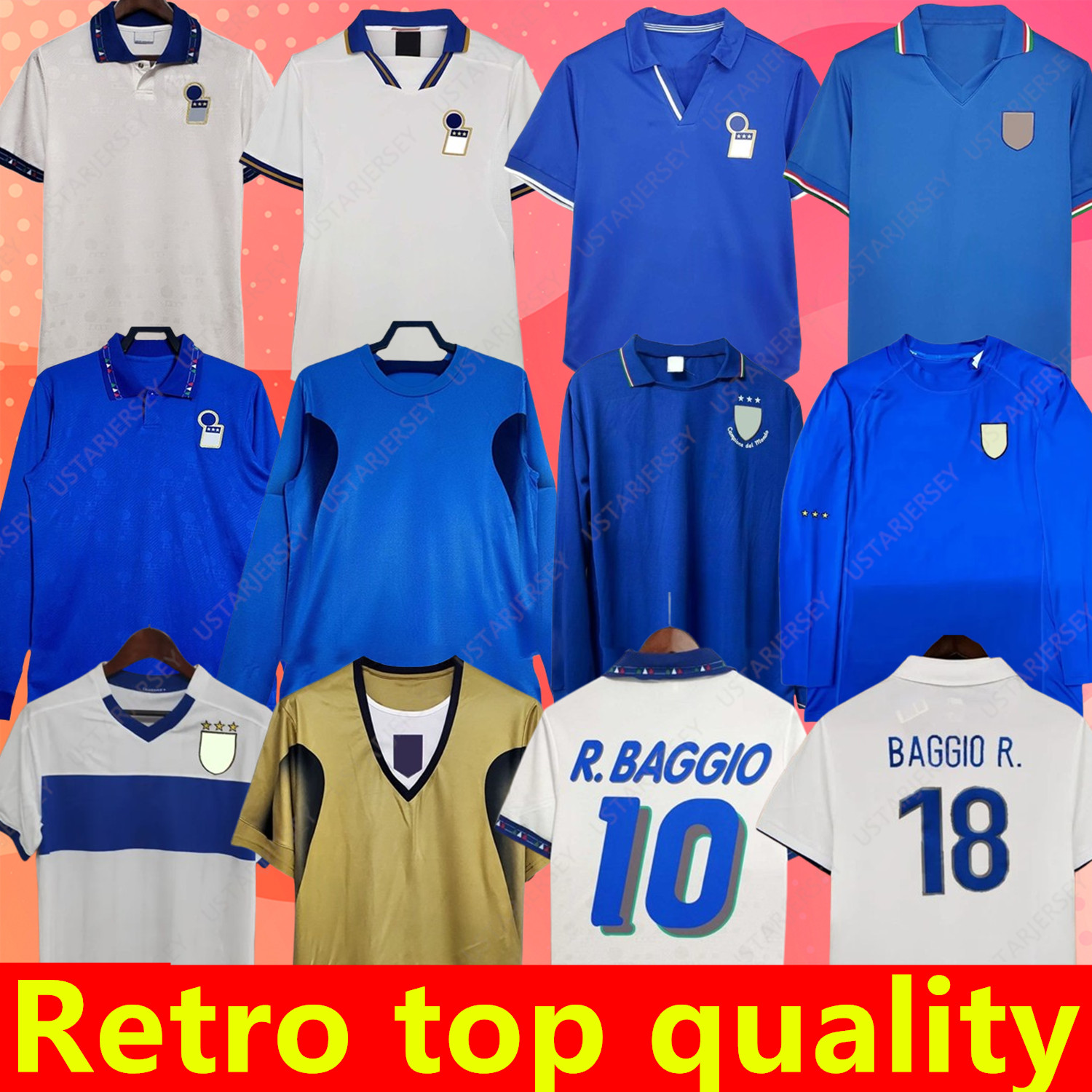 1982 1990 1996 1997 1998 1994 Italy Retro soccer jerseys MALDINI Rossitto Nesta Albertini BAGGIO R. DEL PIERO Torricelli GATTUSO 82 90 96 98 94 classic football shirt