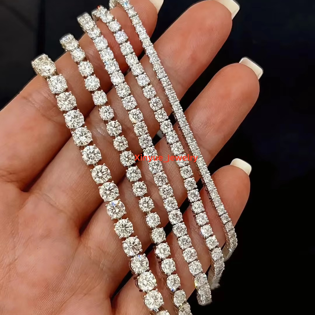 Qinglong Jewelry Factory Wholesale Price Moissanite Tennis Chain 9k 10k 14k 18k Gold Moissanite Tennis Bracelet Fine Jewelry