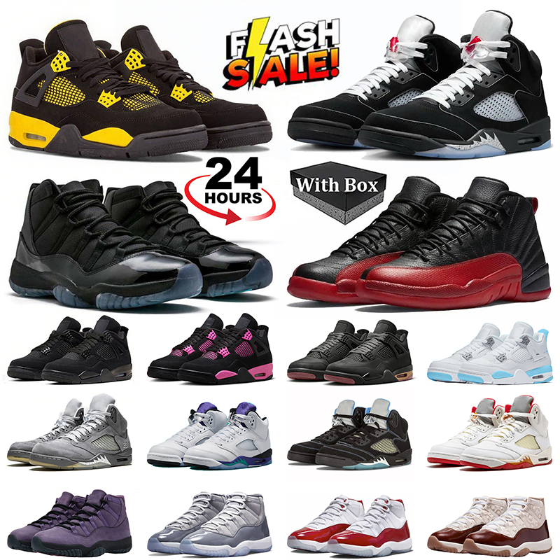 With Box 11s Gamma Blue OG 5s 12s Basketball Shoes Black Metallic Reimagined Wolf Grey Grape Cherry Neapolitan Sail UNC For Men Women Designer Shoes Sneakers Trainers