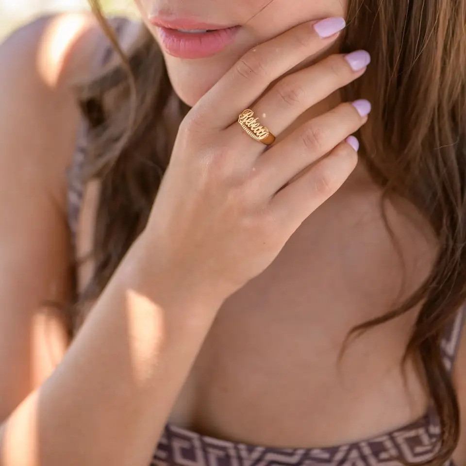 DOREMI Personality Hip Hop Ring Women Custom Name Ring for women men Gold Fashion Punk Letter Ring GiftCustom jewelry 251224