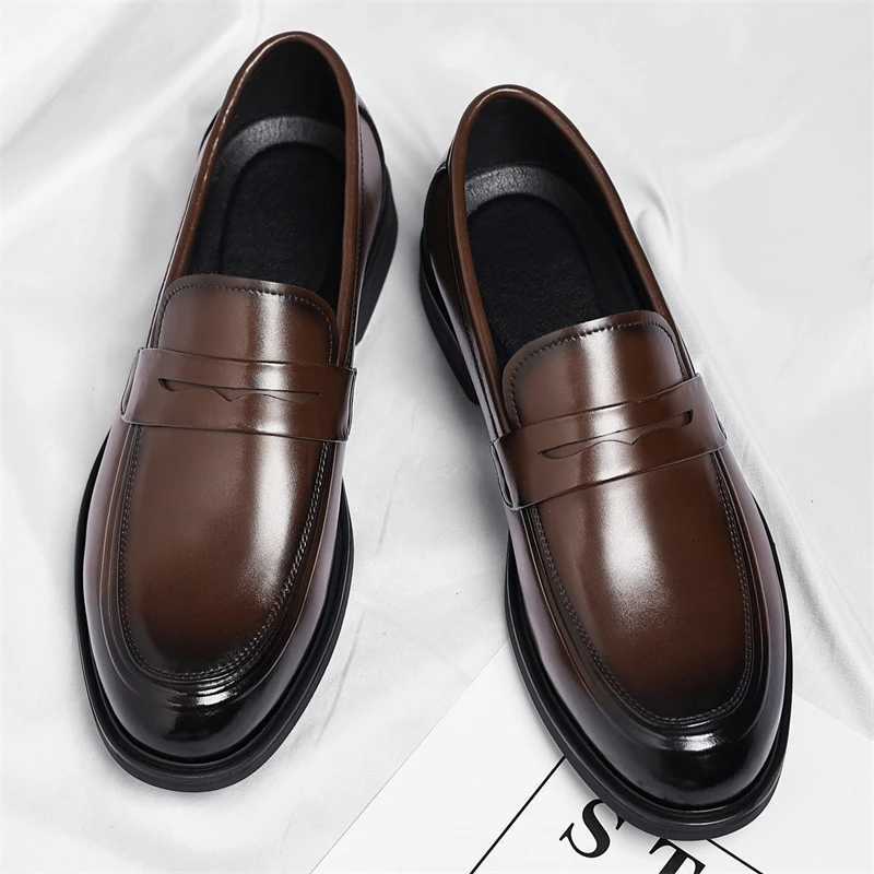Mens Formal Leather Loafers Italian Style Slip-on Stylish Elegant Business Shoes Comfortable Lightweight Office Dress Shoes Z251227