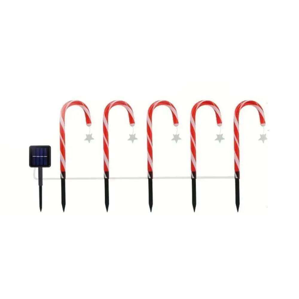 5/8Pcs 8Modes Solar Candy Cane Lights Outdoor Waterproof LED Christmas Garden Lawn Colored Decoration Ground Lamp 25N1227