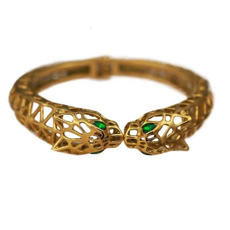 316L Classic Stainless Steel Metal Hollow Leopard for Women Elegant Bangles Rust-proof Animal Bracelets Wrist Jewelry