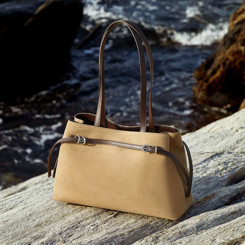 Luxury shoulder bag handbag new item cowhide high-end matte texture multifunctional large capacity suede retro single crossbody bag