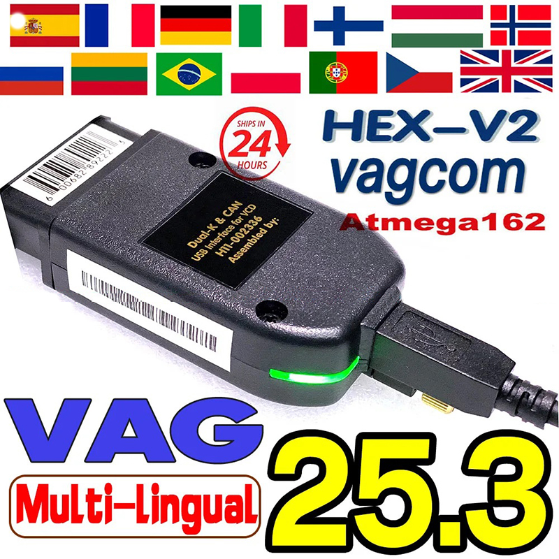 2026 VCDS HEX V2 Interface VAG COM Update V25.3 FOR VW For AUDI Skoda Seat Multi-Language Car Autocom VAG HEX Diagnostics Tool