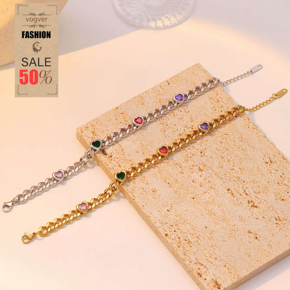 Bracelet for Women Light Luxury Titanium Steel Small Heart Zircon Bracelet, Niche Non-Tarnish Versatile Daily Wear Jewelry