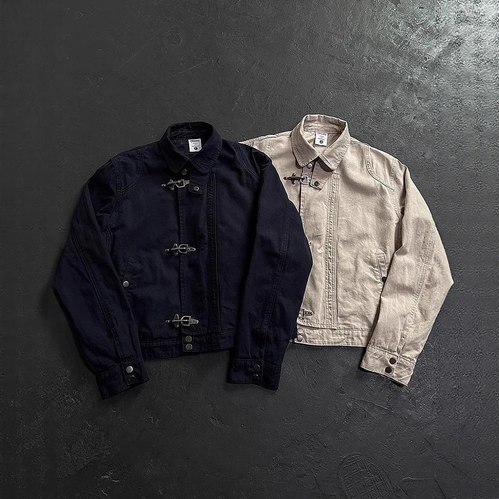 Cleanfit Casual Retro Workwear Jacket Short American Style Stand Collar Zipper Mens Cotton Polyester Fabric Durable Color Fa 251226