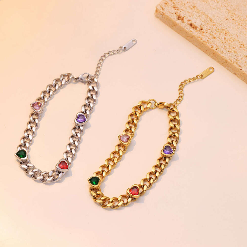 Bracelet for Women Light Luxury Titanium Steel Small Heart Zircon Bracelet, Niche Non-Tarnish Versatile Daily Wear Jewelry