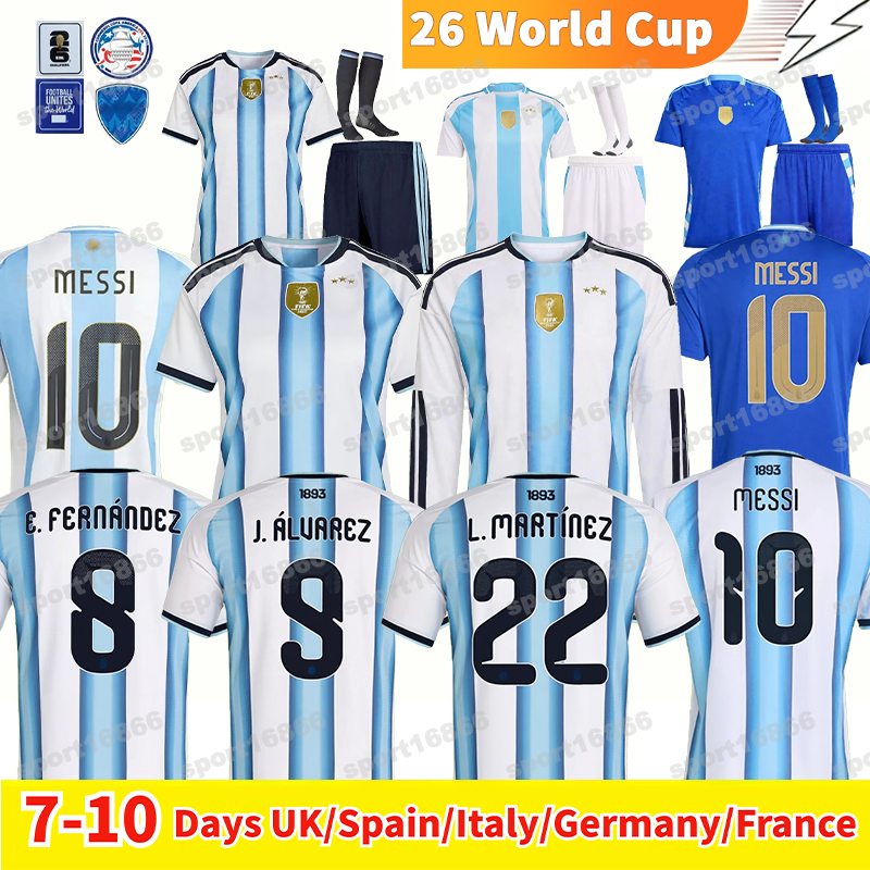 Argentina 2026 World Cup soccer Jerseys MESSIS GARNACHO DE PAUL J.ALVAREZ E.FERNANDEZ Home Away Football Shirts Fans Player Men Kids 26 27 Argentina Jersey 24 25 Jersey