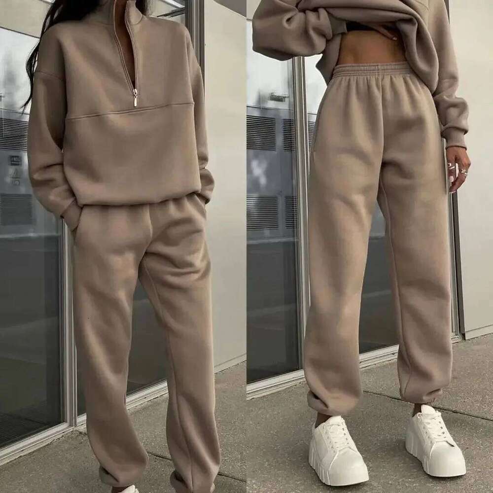Fashion 2026 Casual Long Sleeve Sweatshirts And Trousers Fleece Two Piece Sets Lady Suit 2023 Women's Tracksuit Autumn Warm Hoodie Sweat-Shirt Fe