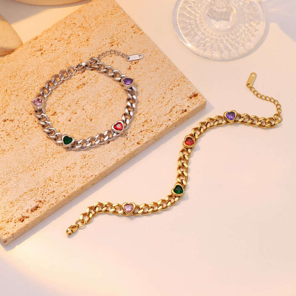 Bracelet for Women Light Luxury Titanium Steel Small Heart Zircon Bracelet, Niche Non-Tarnish Versatile Daily Wear Jewelry