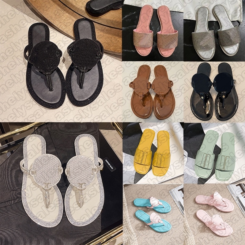 free shipping designer slippers women platform sandals toryes burchly sandal lady slides shoes diamond sparkling leather patent flips flops summer beach sandles