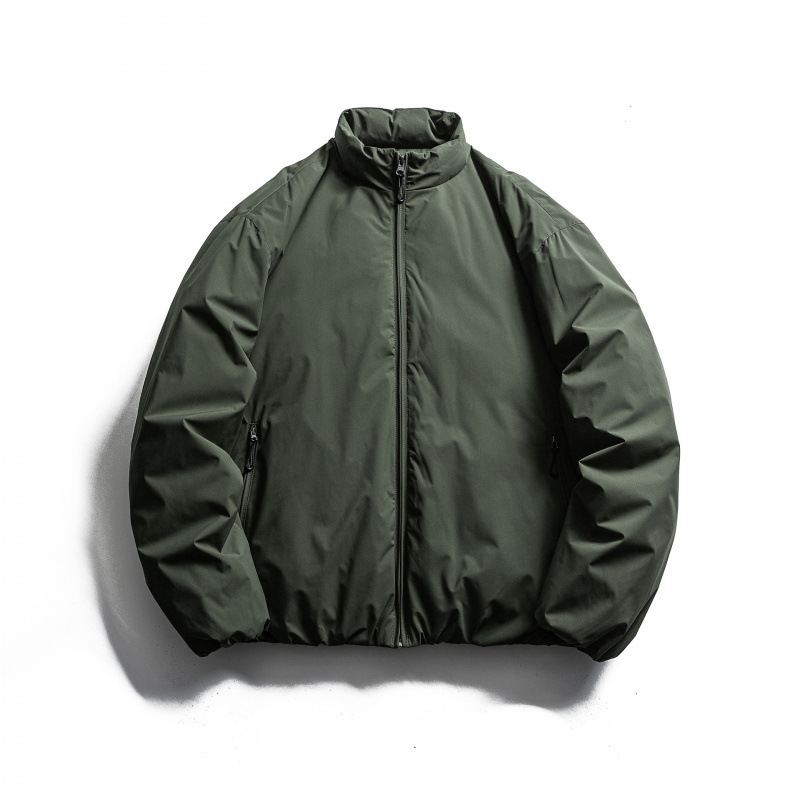 Autumn and Winter Joker Double Zipper Pocket Mens and Womens Down Jacket Y2K Harajuku Simple Casual Warm Coat Street Wear 241206