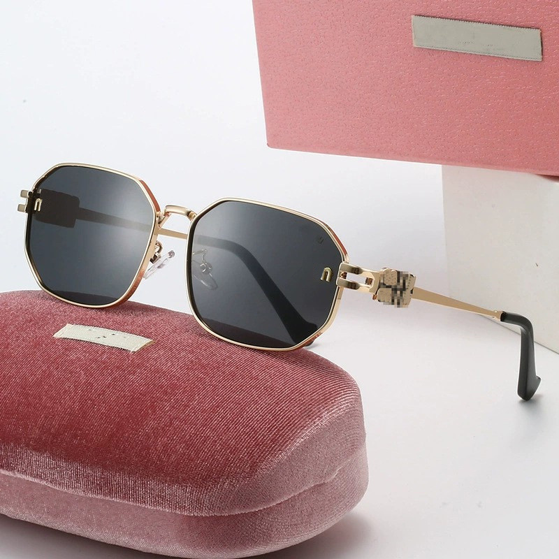 designer sunglasses for women classic luxury gold letter temples fashion polygon sunglasses outdoor beach leisure travel driving high quality sunglasses