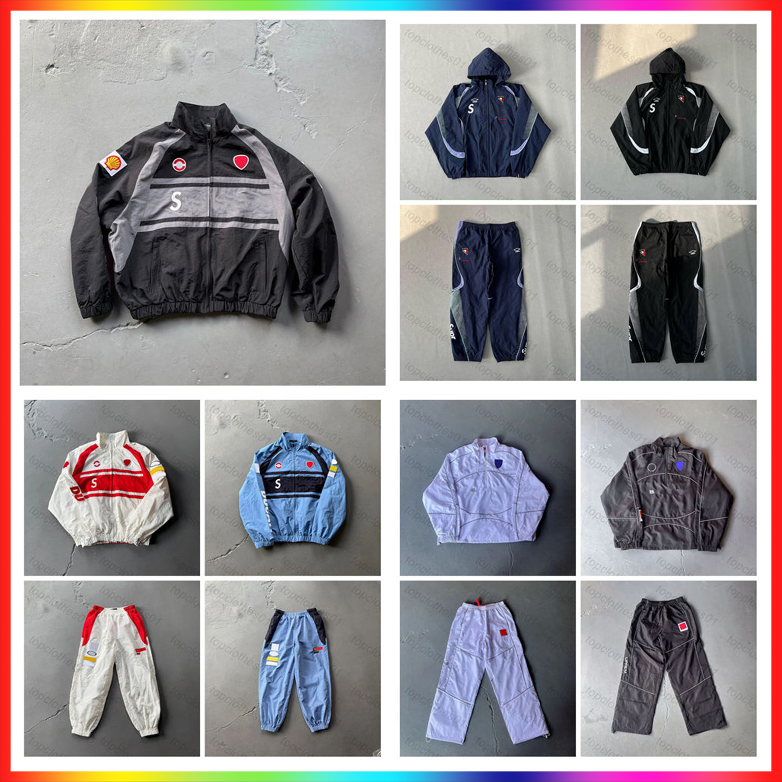 5A Fashion mens designer hoodie Sportswear jacket Embroidered Patterns Retro Racing Jacket essential hoodie Drawstring Pants Woven Running Pants Set