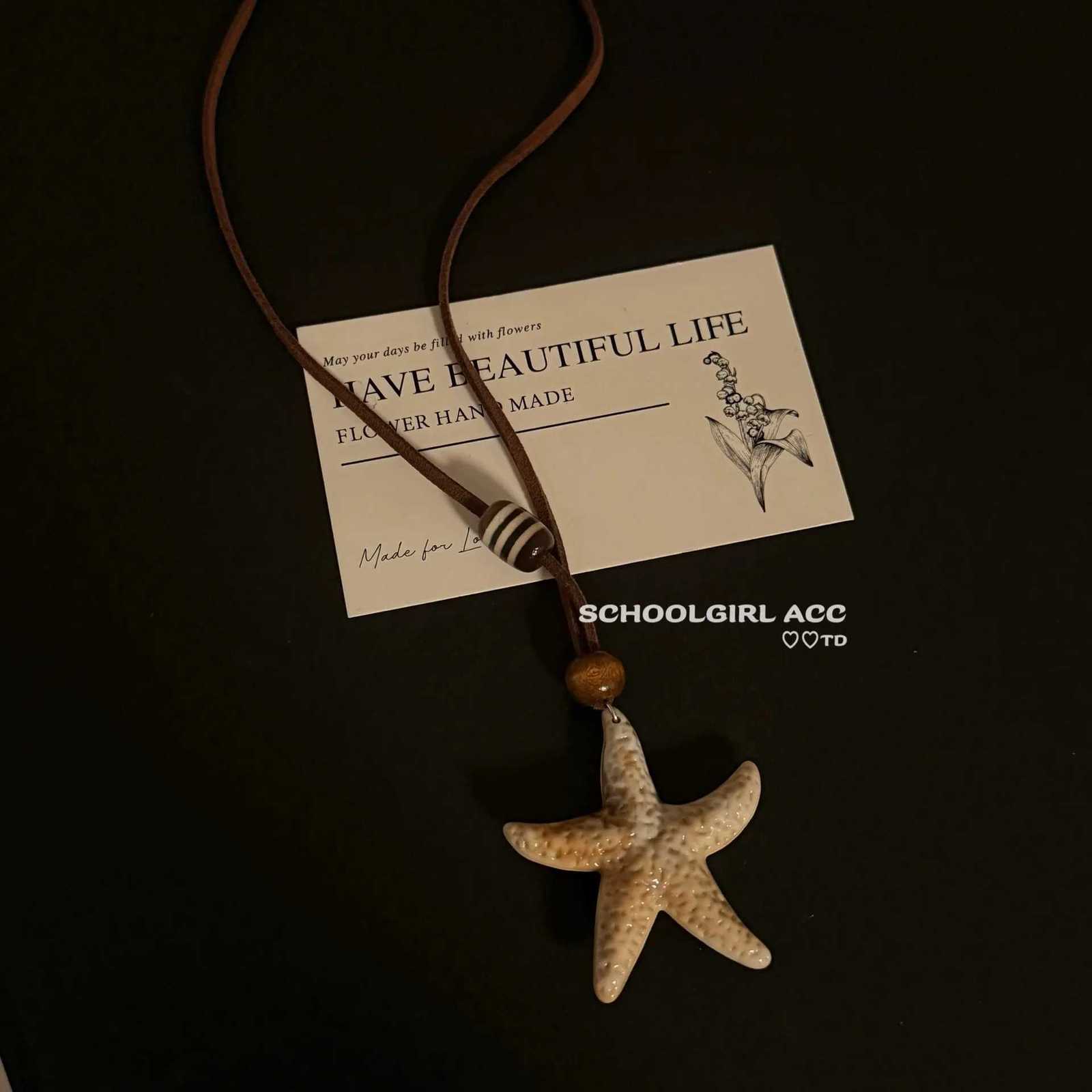Maillard Starfish Long Necklace for Women Summer Seaside Vacation Style Halter Neck 2025 New Model Suitable for Pairing with Dresses Pendant Accessory