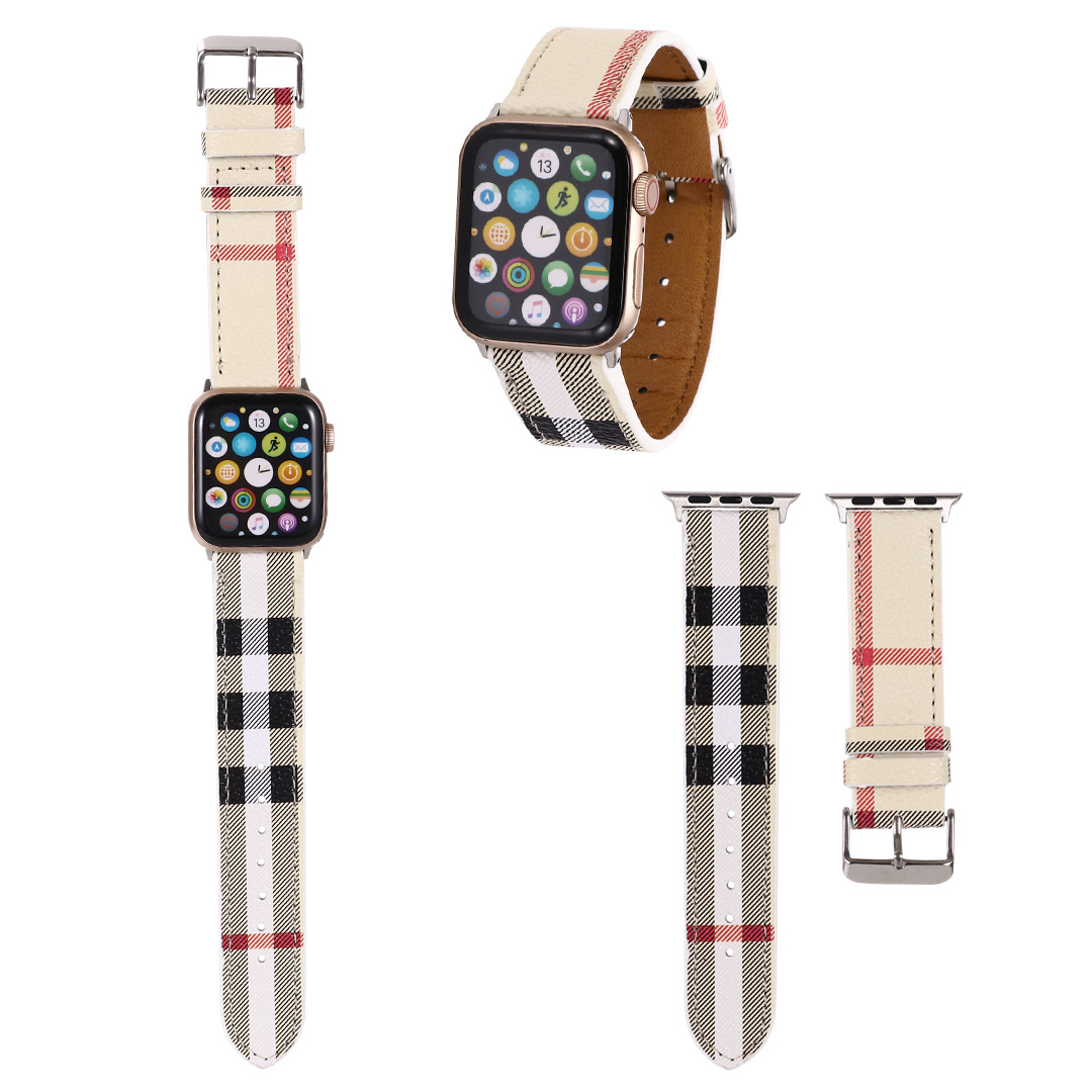 Luxury Designer PU Leather WatchBands Compatible with Apple Watch Strap 46mm 49mm 45mm 44mm 42mm 41mm 40mm 38m Replacement Bands iWatch 10 9 SE Series