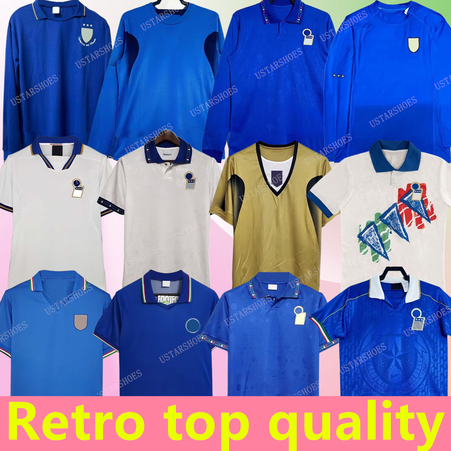 1994 1998 ItalyS Classic Retro Soccer jerseys ROSSI 1982 R.BAGGIO MALDINI Totti Del Piero 2000 2006 2012 Kids Men Pirlo Cannavaro Materazzi Buffon Fans Footbal Shirt