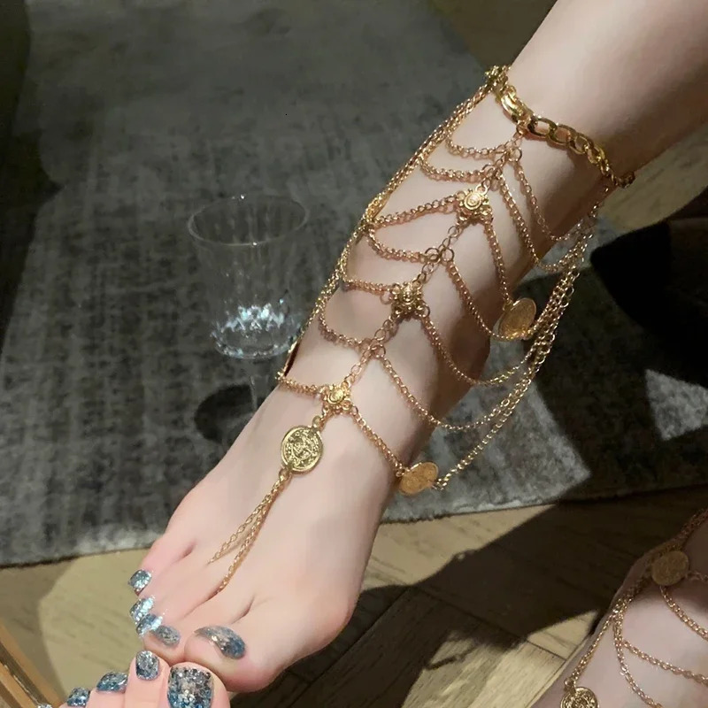 Bohe Exotic Coins Multilayer Chain Anklet for Women Charm Ethnic Summer Beach Party Feet Female Dance Jewelry Accessories 251226