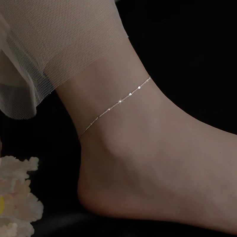 Fashion Glamorous Minimalist 925 Sterling Silver Layered Adjustable Anklets for Women Girl Charm Party High Quality Jewelry Gift 251226