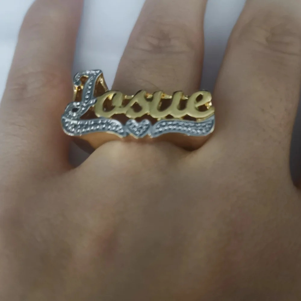 LeeChee 3D Two Color Custom Heart Name Ring Hiphop Personality Rings Gift For Men 251224