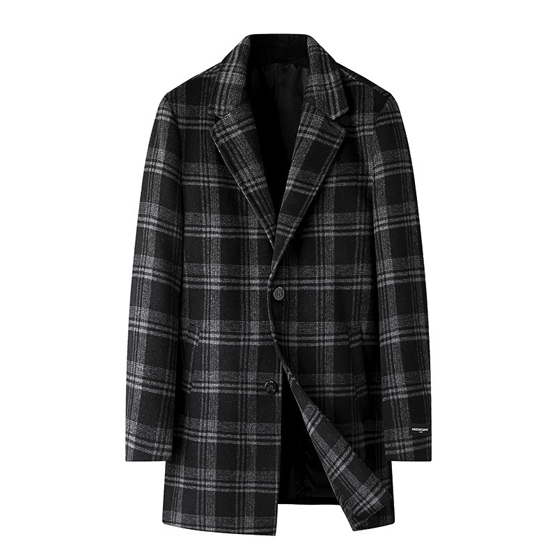 business casual Italian style fashion host travel plain weave wool medium long wool coat fully matched casual mens jacket 240829